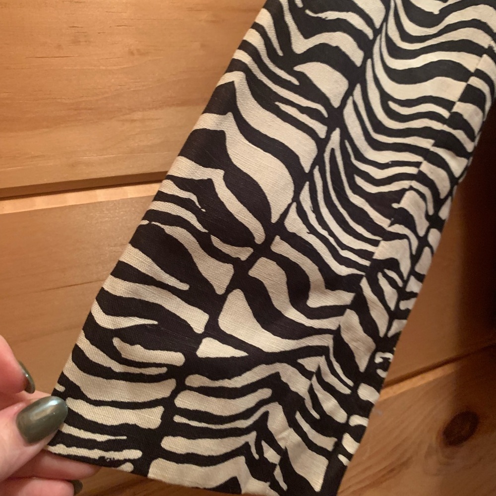 Calvin Klein Linen Black Cream Zebra Animal Print Lined Jacket NWOT Size 16W - Picture 3 of 10